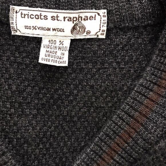 Vintage Gray Wool Sleeveless V Neck Dark Academia Preppy Unisex Sweater Vest - M - Picture 9 of 9